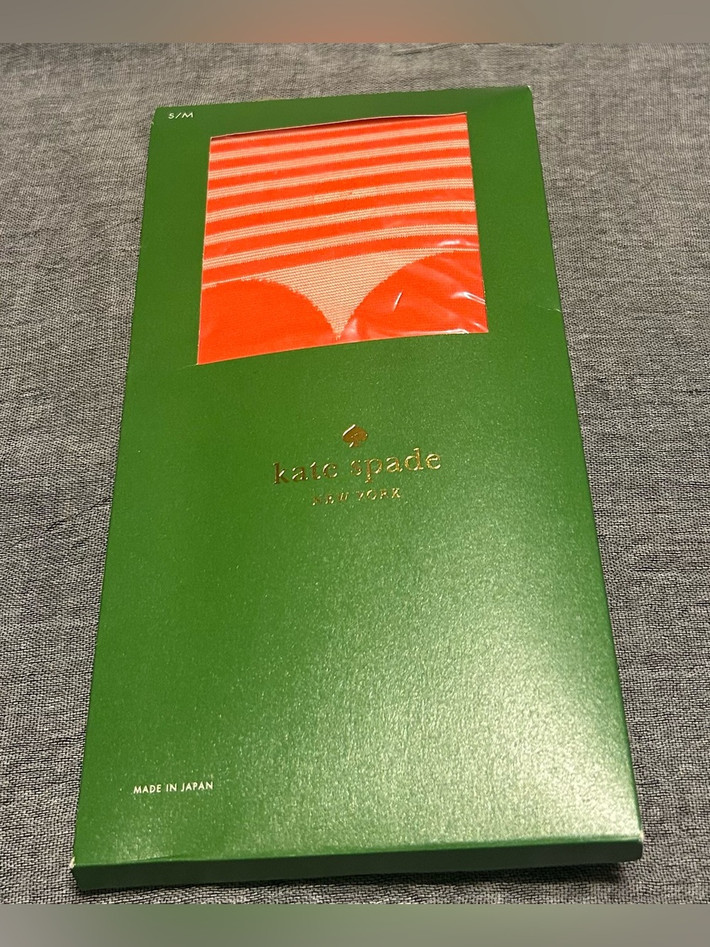 kate spade  Bright Orange  Striped Hosiery Tight Pompell S/M Japan